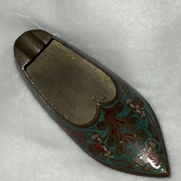 India Brass Shoe Ashtray Incense Holder Vintage Tobacciana - Picture 4 of 13